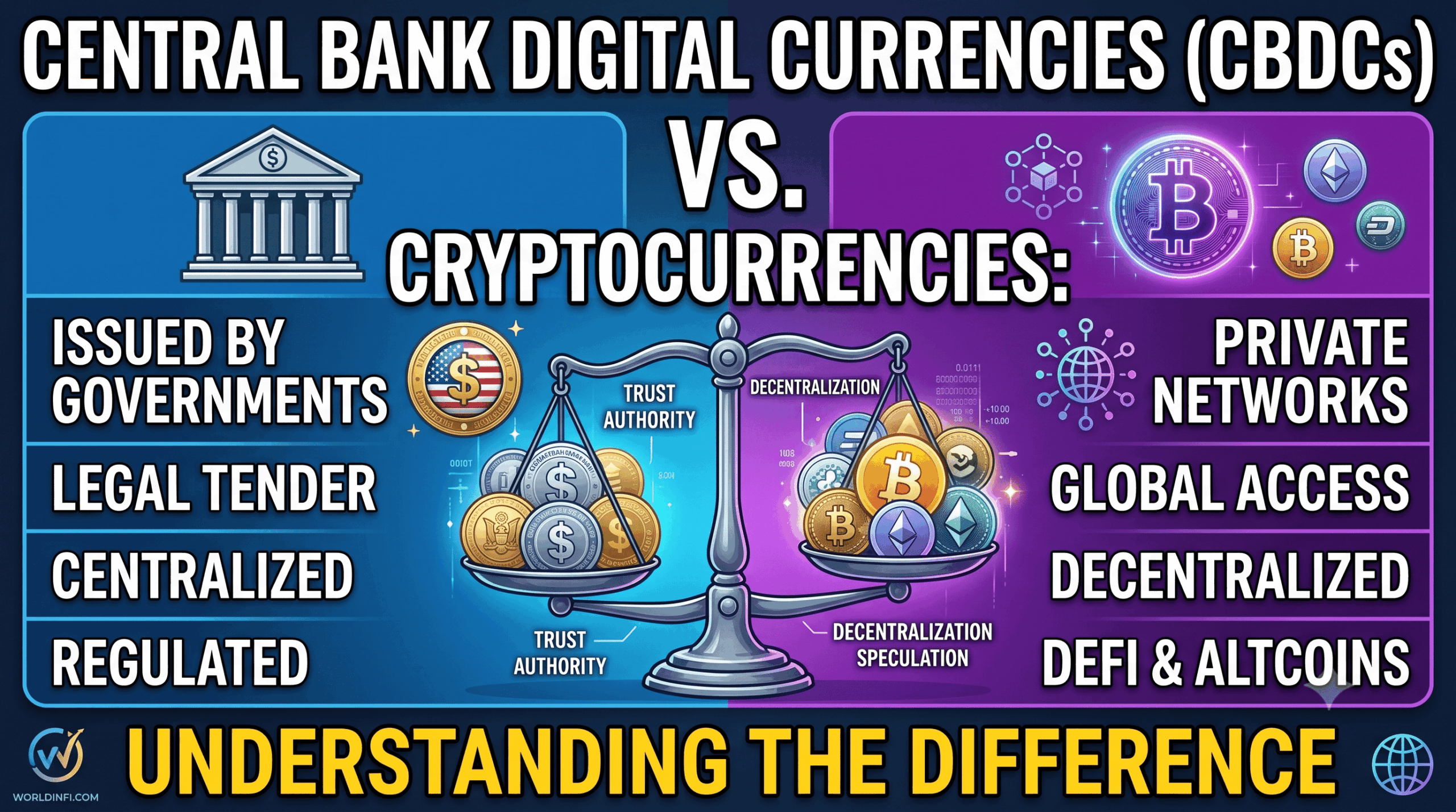 Central Bank Digital Currencies (CBDCs) vs. Cryptocurrencies